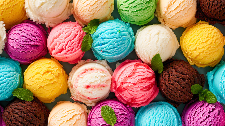Colorful scoops of ice cream