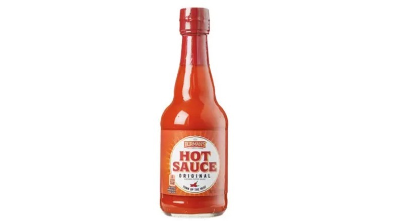 Bottle of Burman's hot sauce