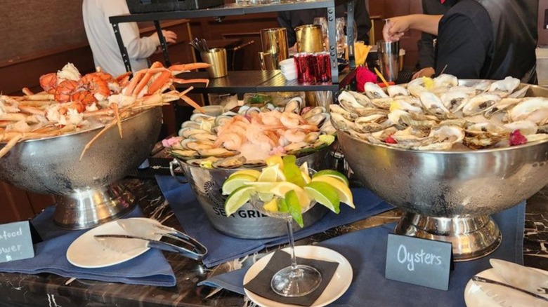 Seafood buffet items at Sea Grill's Sunday buffet