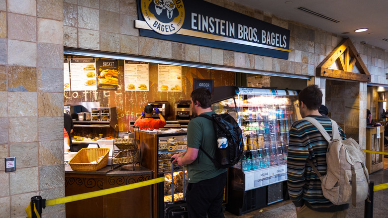 Customers at Einstein Bros. Bagels
