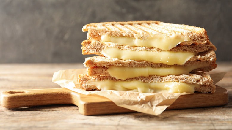 grilled cheese sandwiches stacked