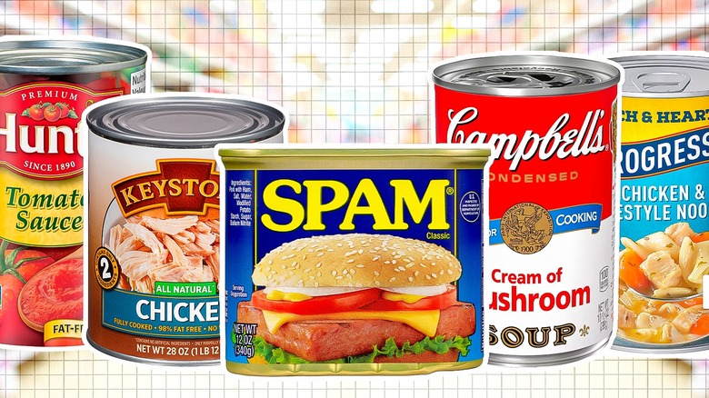 variety of canned foods