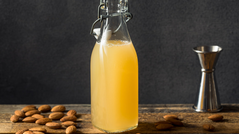 bottle of almond flavored syrup