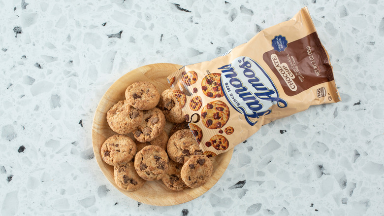 Famous Amos cookies in bowl