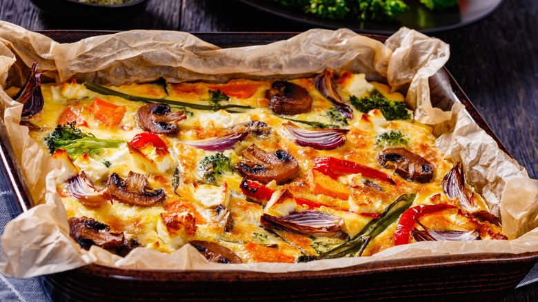 A frittata with many ingredients