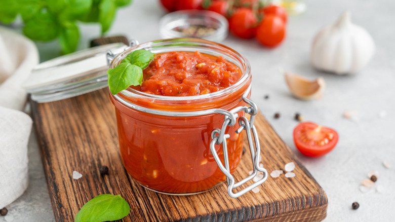 Pasta sauce in a jar