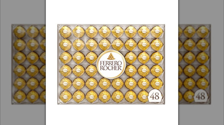 A tray of 48 gold-wrapped Ferrero Rocher chocolates
