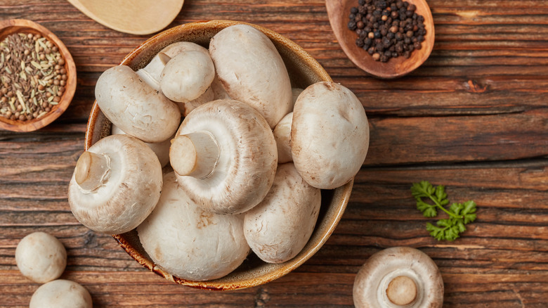 Bowl of button mushrooms