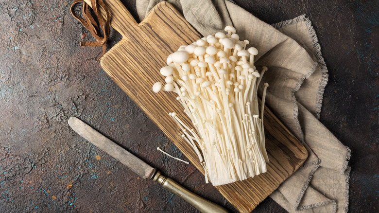 Fresh enoki mushrooms