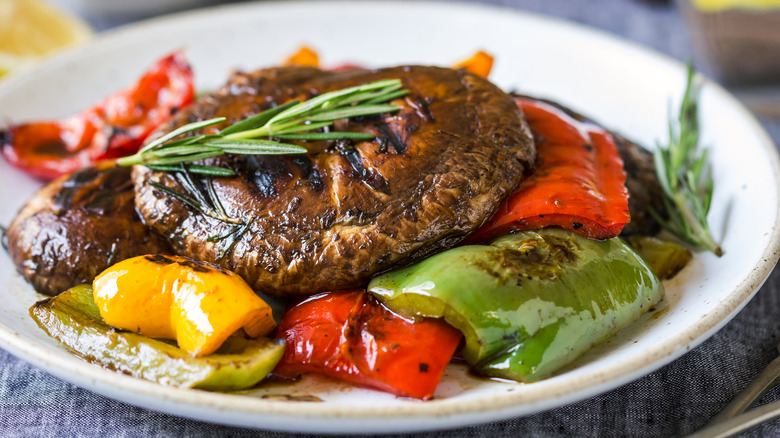 Grilled portobello mushroom and vegetables