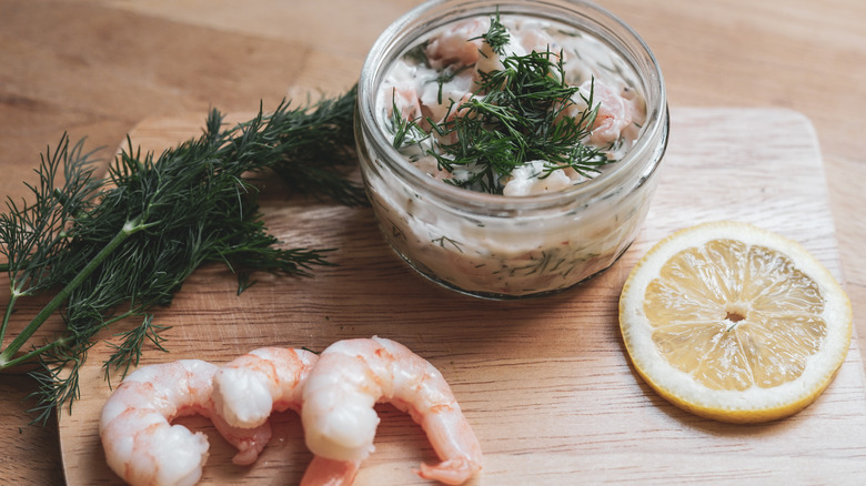 Ingredients for toast Skagen