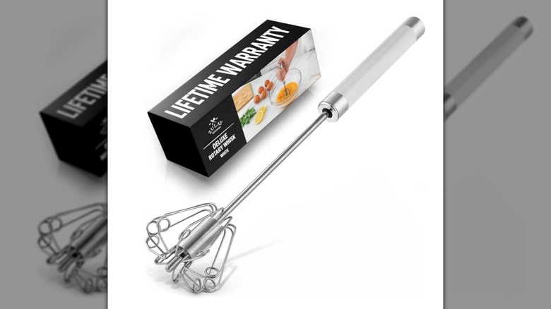 Zulay Kitchen Stainless Steel Rotary Whisk on a white background