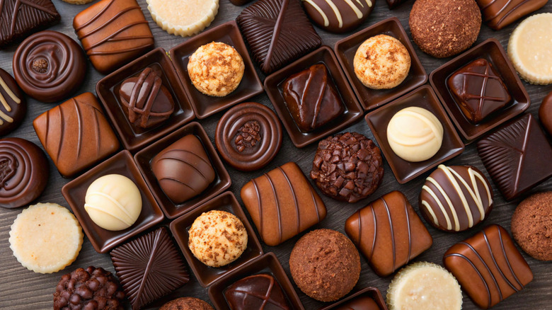 Assorted chocolates in a box