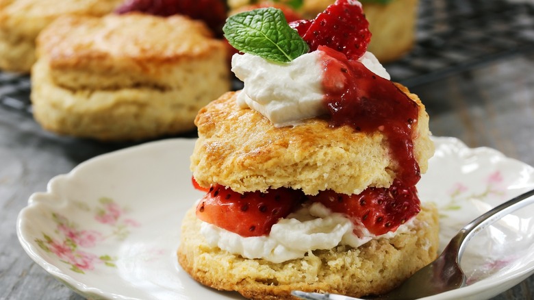 Strawberry shortcake with fresh herb