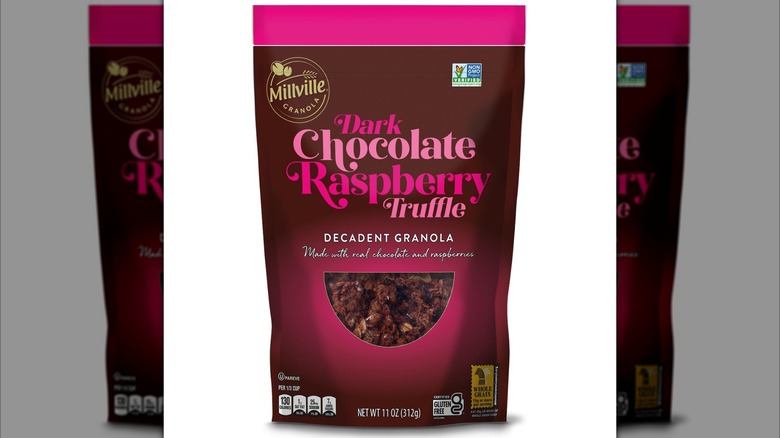 Product image of dark chocolate raspberry truffle Millville decadent granolas