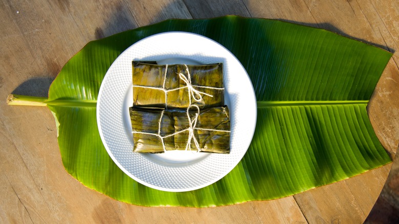 Dominican pasteles on a plate