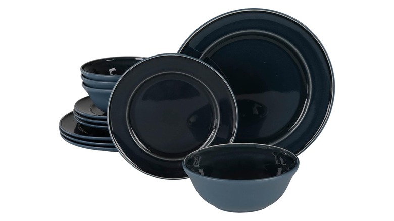 Martha Stewart Portillo 12-piece reactive stoneware dinnerware set