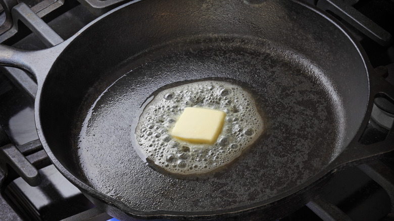 pan with butter melting