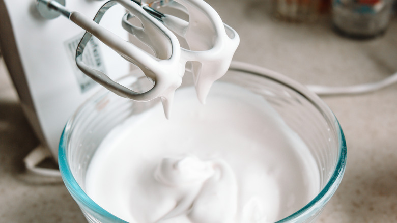 Under-whipped meringue in bowl