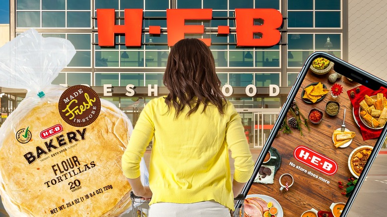 H-E-B storefront app and tortillas