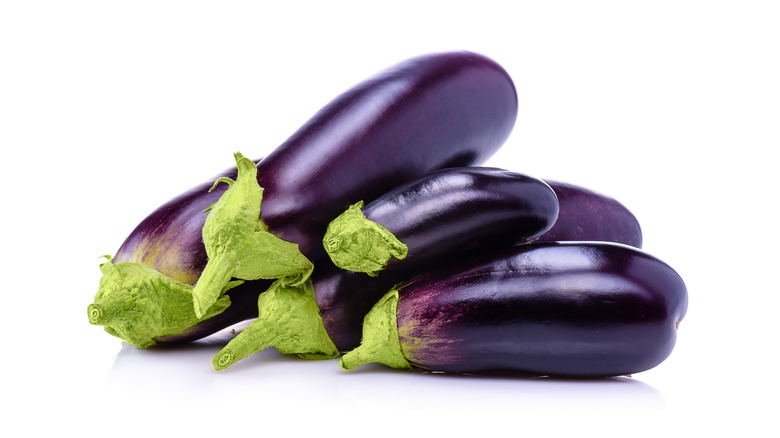 Eggplants on white background