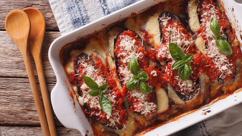 Eggplant parmesan with red sauce