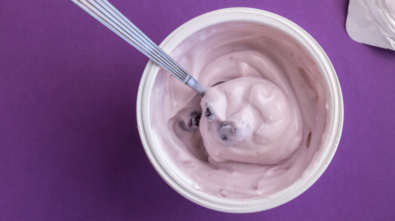 yogurt cup with blueberry yogurt