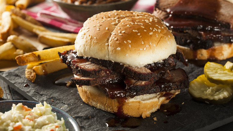 Smoked brisket sandwich