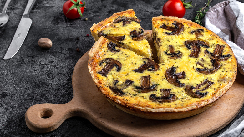mushroom quiche on board