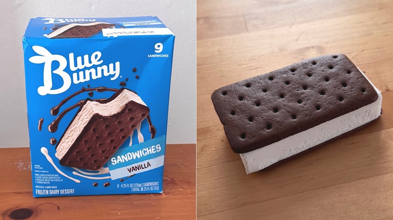 Blue Bunny ice cream sandwich & box