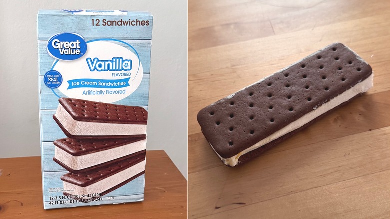 Great Value ice cream sandwich & box
