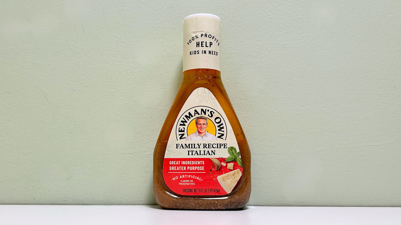 A bottle of Newman's Own Family Recipe Italian Dressing