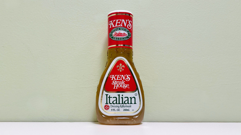 A bottle of Ken's Steak House Italian Dressing