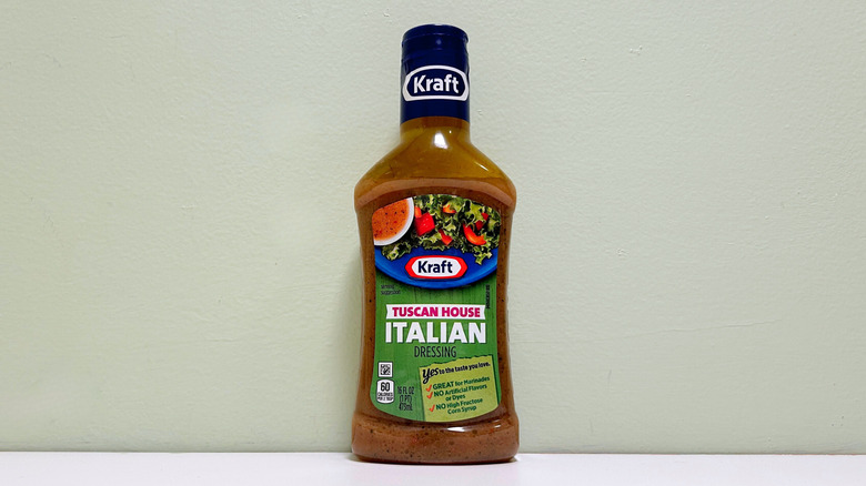 A bottle of Kraft Tuscan House Italian Dressing