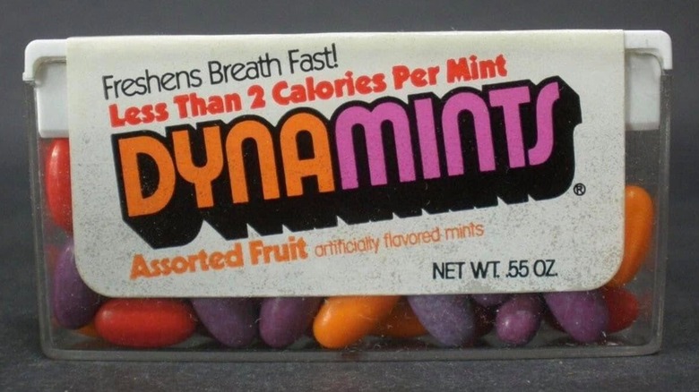 A vintage package of Dynamints in purple and orange