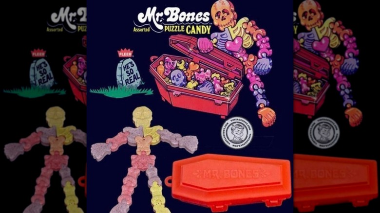 A vintage Mr. Bones advertisement with cartoon drawings