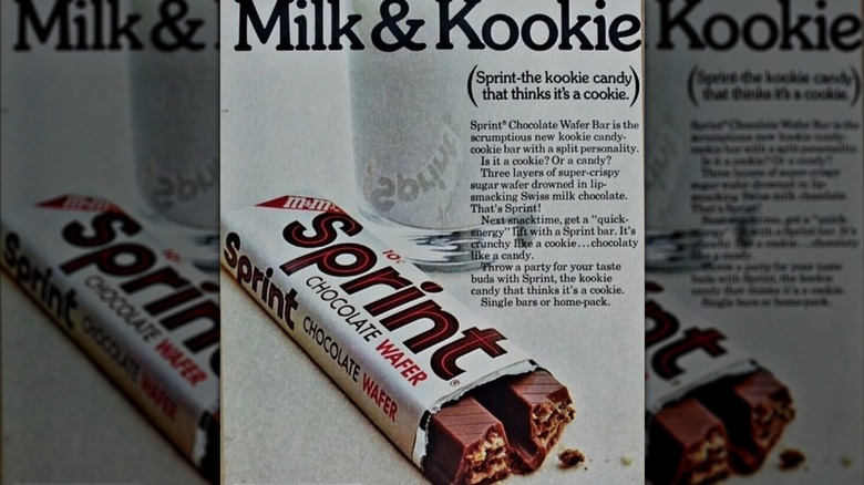 An old print ad for Sprint Bars in grey