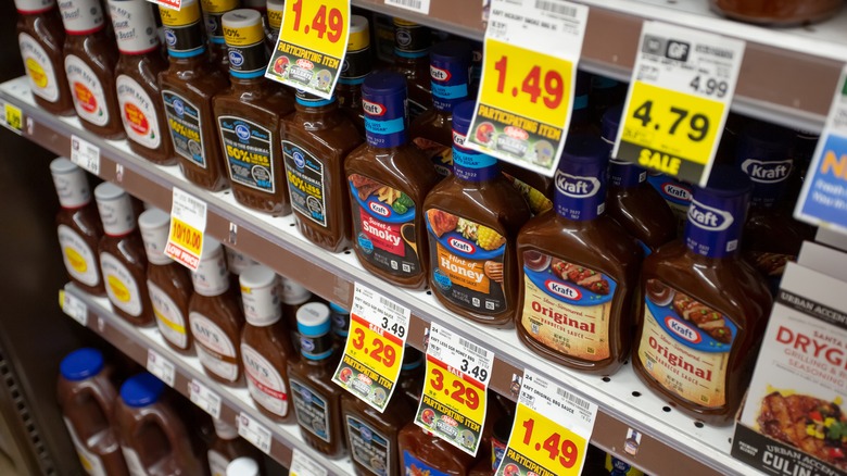 Barbecue sauces at grocery store
