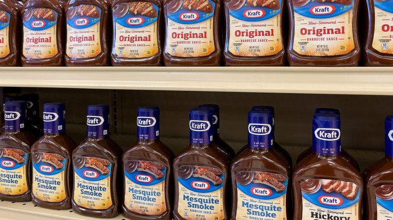 Kraft barbecue sauces on shelf