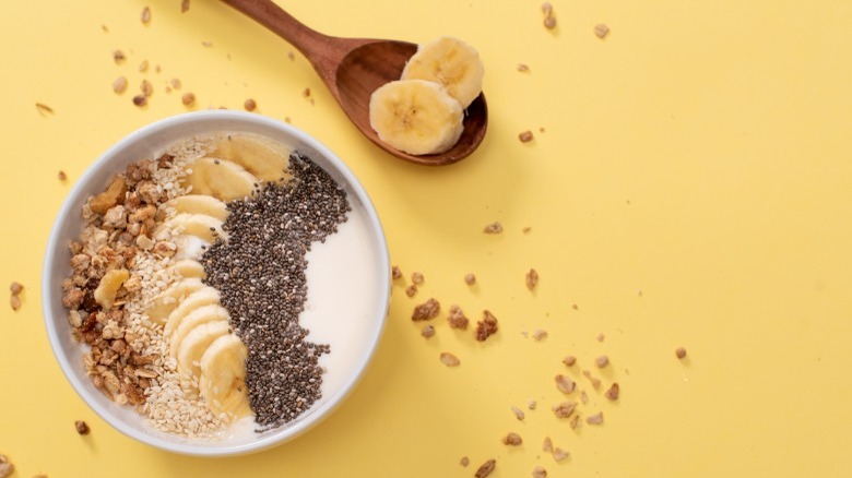 Smoothie ingredients in bowl