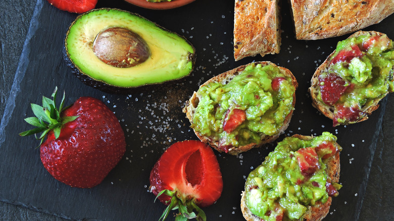 Strawberry guacamole on toast