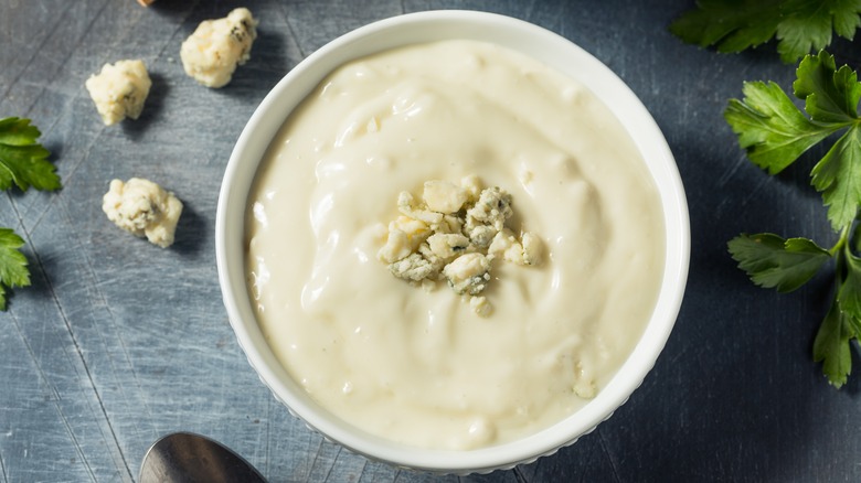 blue cheese dressing in a bowl