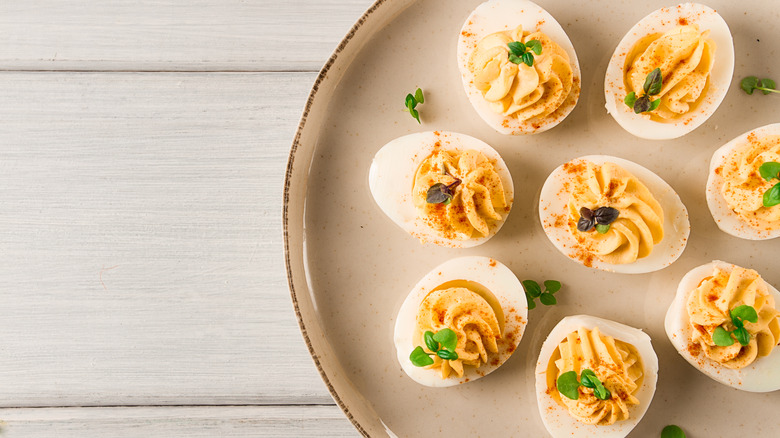 plate of deviled eggs