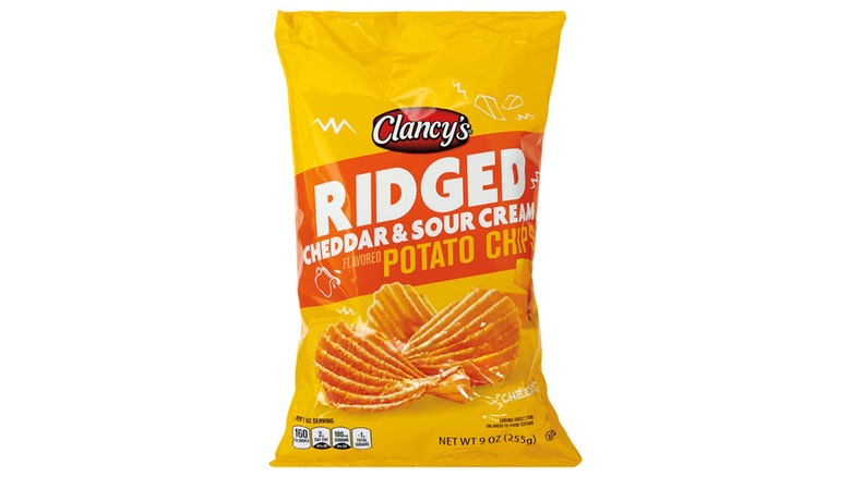 Bag of Clancy's Cheddar and Sour Cream Ridged Potato Chip
