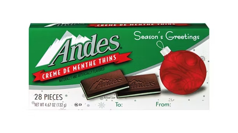 Holiday box of Andes Creme de Menthe thins