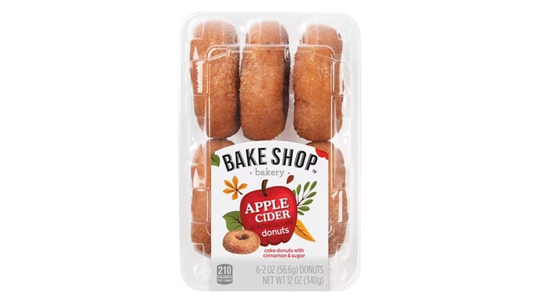 Plastic clamshell package of Bake Shop Apple Cider Donuts