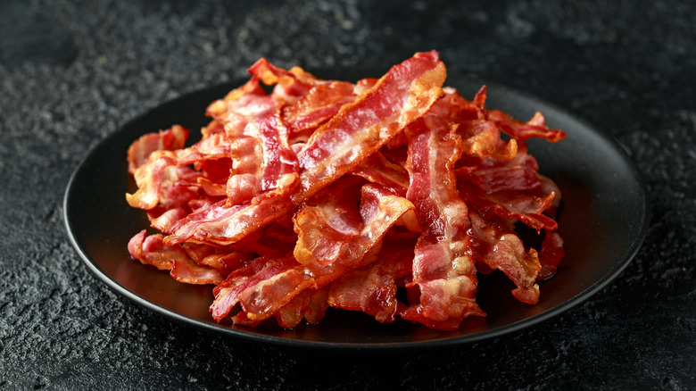 slices of bacon on plate