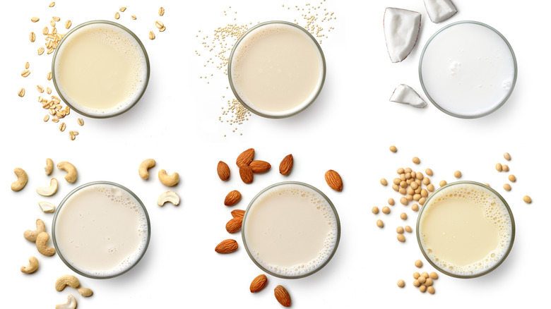 variety of plant-based milks