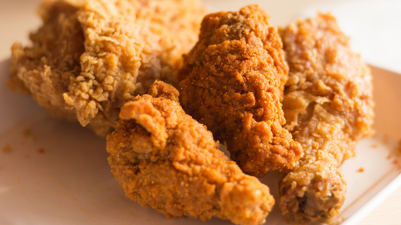 close up of fried chicken legs