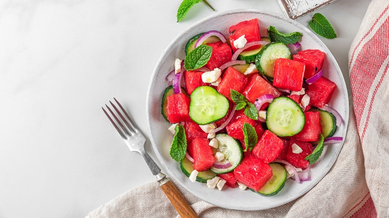 Watermelon and cucumber salad